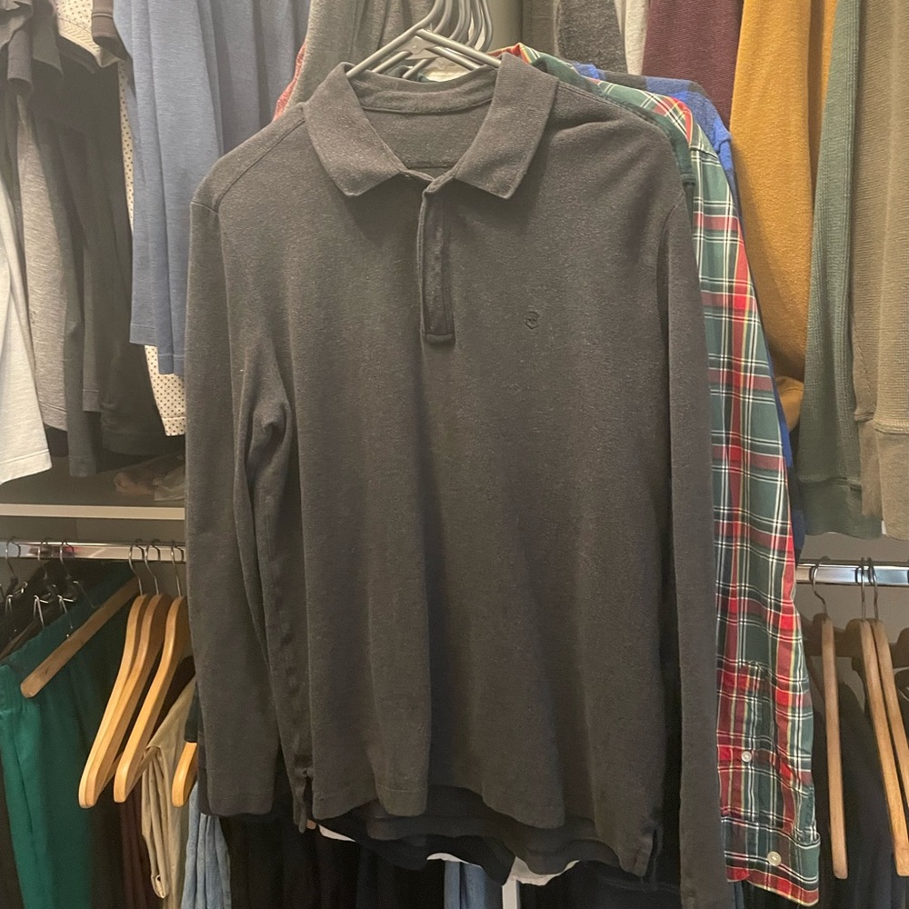 SWISS GEAR en’s Long Sleeve Polo Shirt, Dark Grey, Size Medium